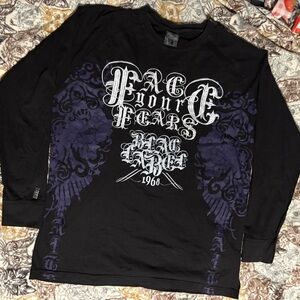 Y2K Black and Purple Graphic Long Sleeve Shirt